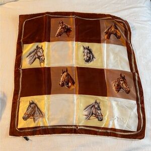 Vintage Belcrest Brown and Cream Horse Print Scarf